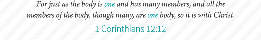 For just as the body is one and has many members, and all the members of the body, though many, are one body, so it is with Christ. 1 Corinthians 12:12